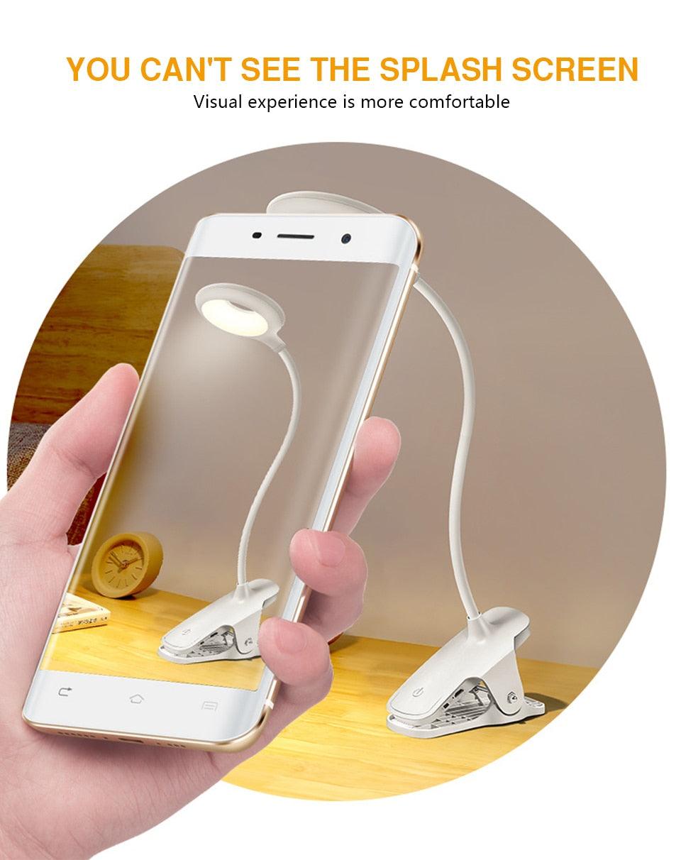 Desk Lamp Touch Clip Study Light Gooseneck Desktop USB Rechargeable Bedroom Lamp Bedside Bedside Desk Clip-on Table Lamp Decorative Table Lamp Cute Study Lamps for Bedroom Décor