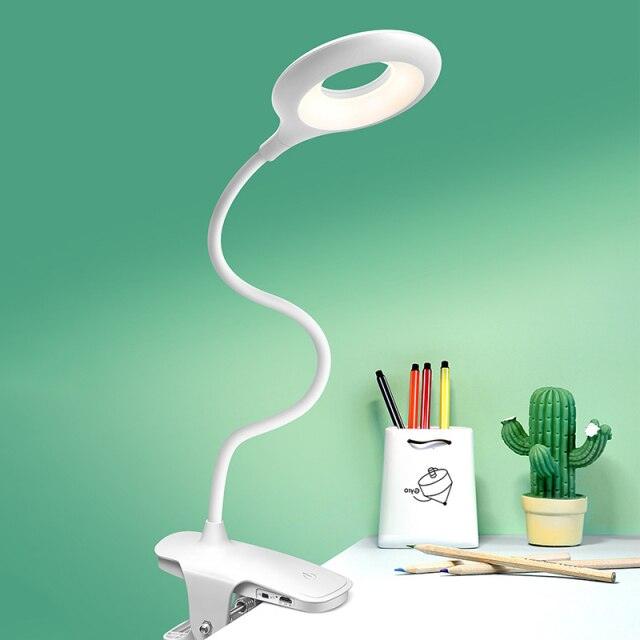 Desk Lamp Touch Clip Study Light Gooseneck Desktop USB Rechargeable Bedroom Lamp Bedside Bedside Desk Clip-on Table Lamp Decorative Table Lamp Cute Study Lamps for Bedroom Décor