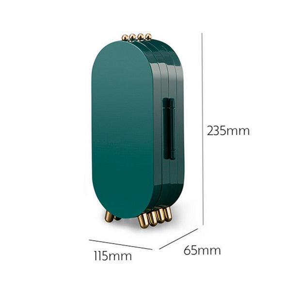 Desktop Jewelry Storage Box Multilayer Dustproof Earrings Rings Necklaces Display Holder Case for Women Jewelry Organizer Box Collapsible Earring Holder Jewelry Organizer Box with Mirror Earring Necklace Jewelry Box Organizer