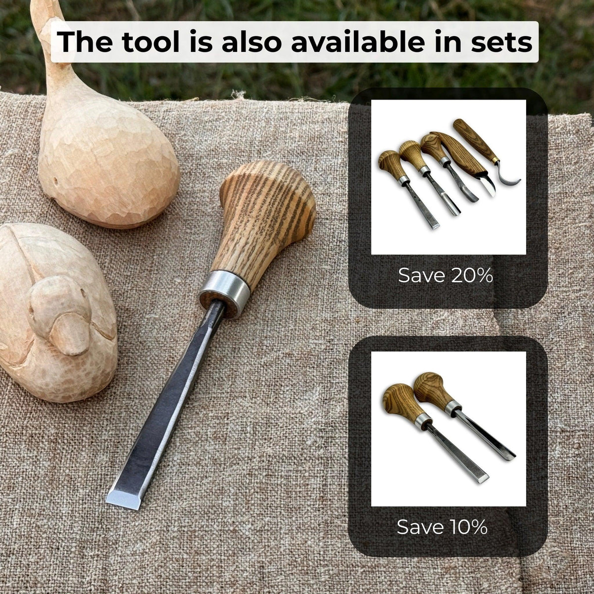 Detail Carving Chisel with Palm Handle, 10 mm (0.39 inches)