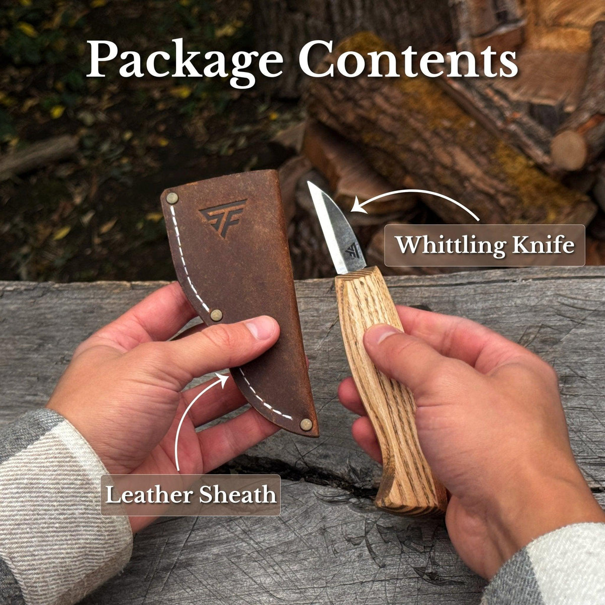 Detail Wood Carving Knife with Leather Sheath, Blade 5 cm (1.97 inches)