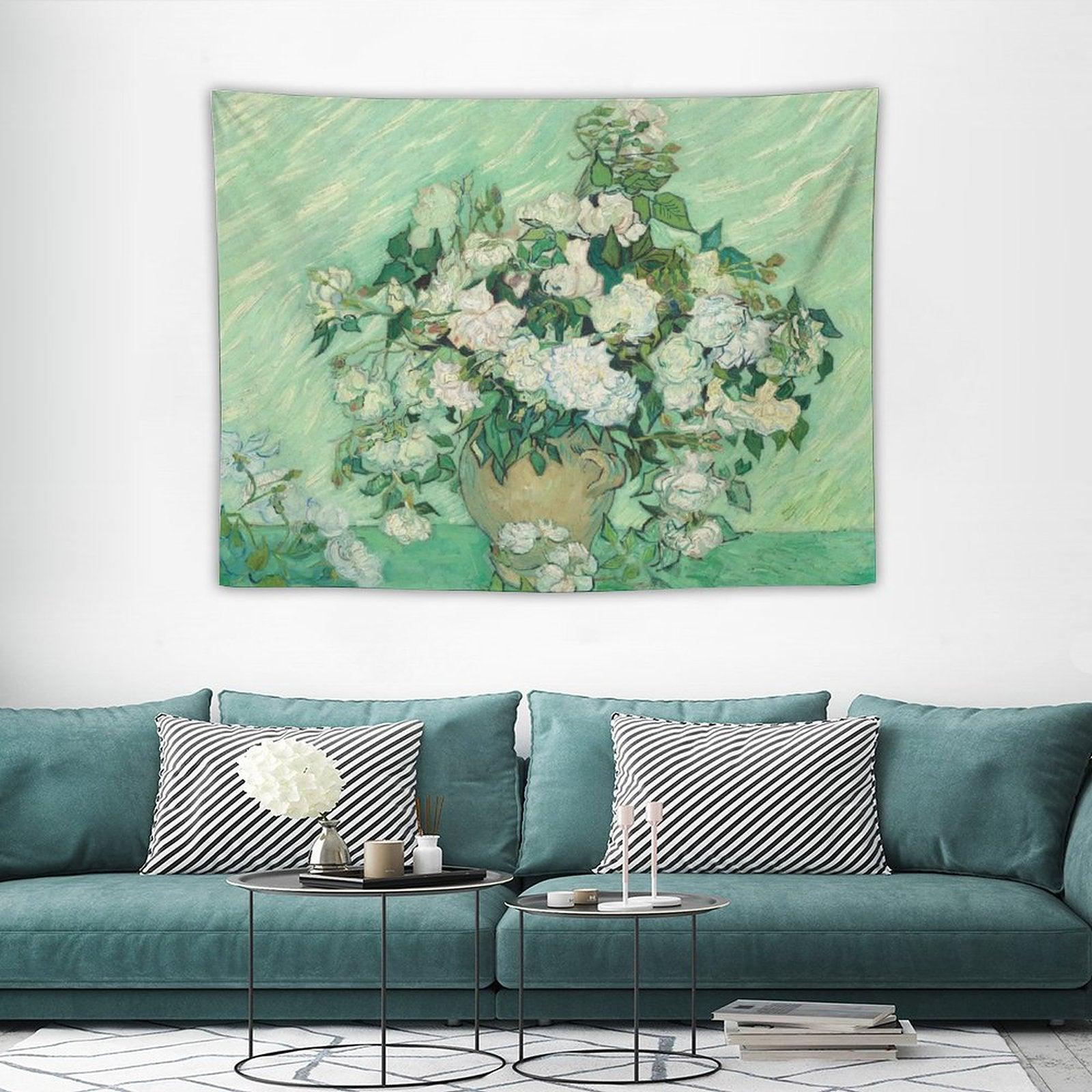 Van Gogh’s Vase with Pink Roses Tapestry