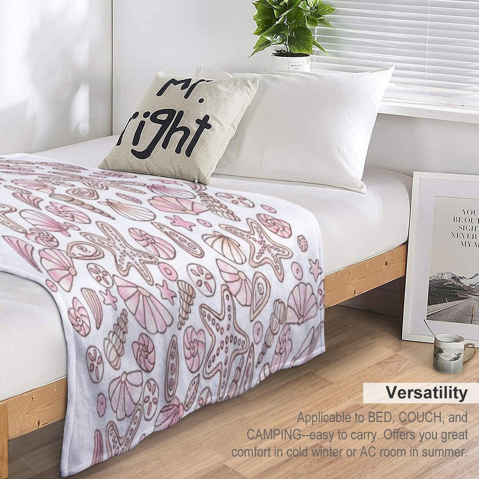 Millennial Pink Seashells Throw Blanket