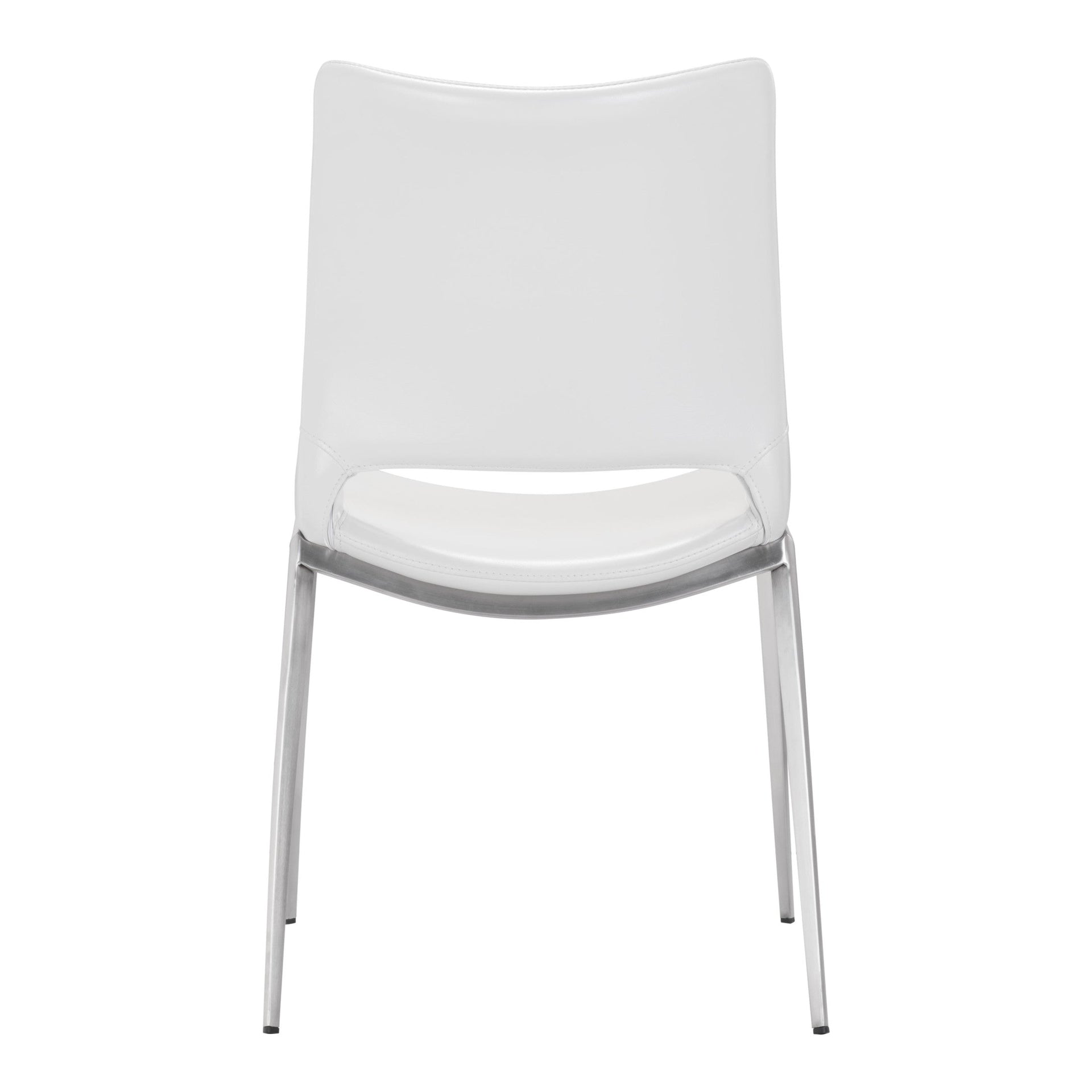 Ace Dining Chair (Set of 2) White & Silver