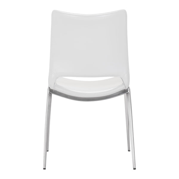 Ace Dining Chair (Set of 2) White & Silver