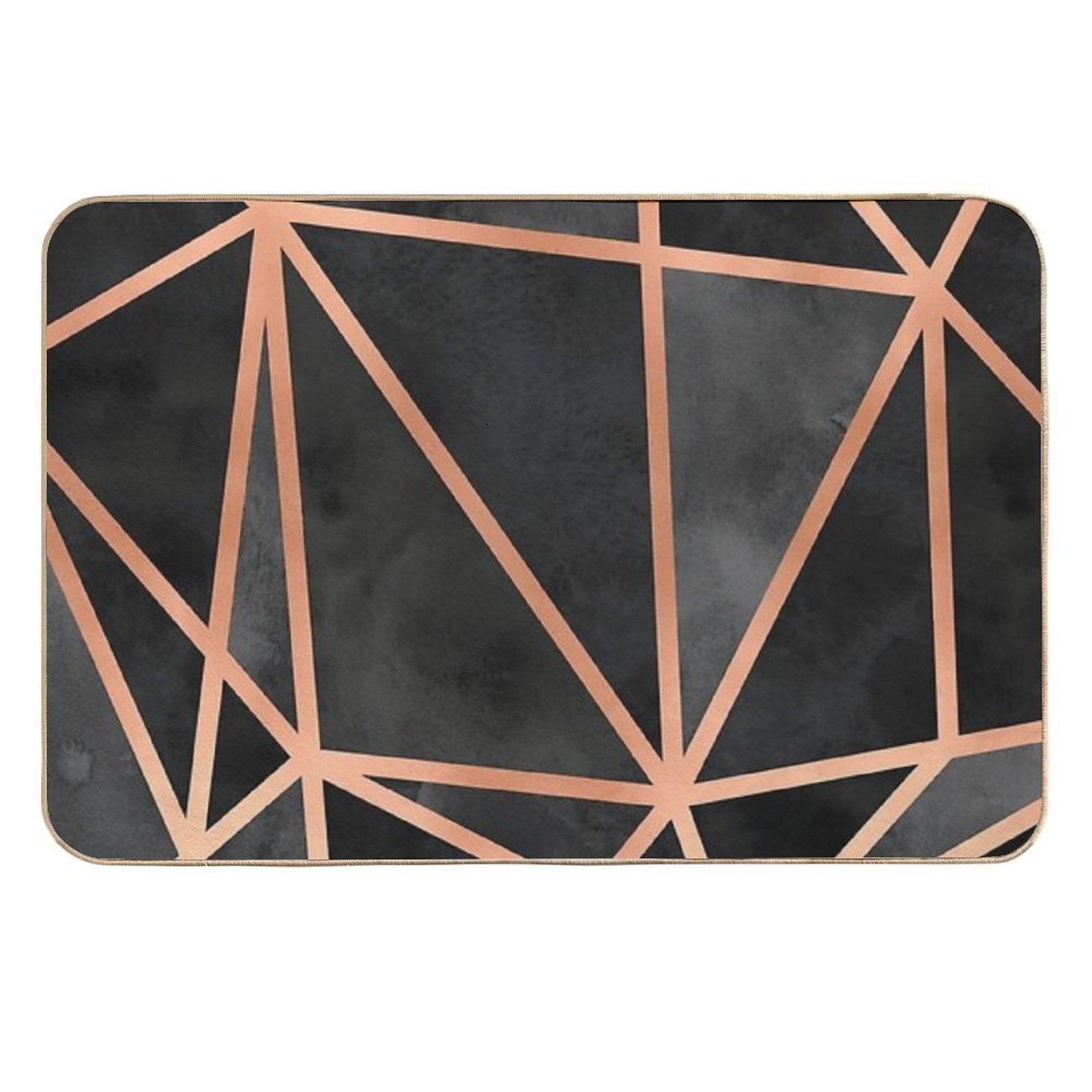 Black And Copper Geo  Non-Slip Bath Mat