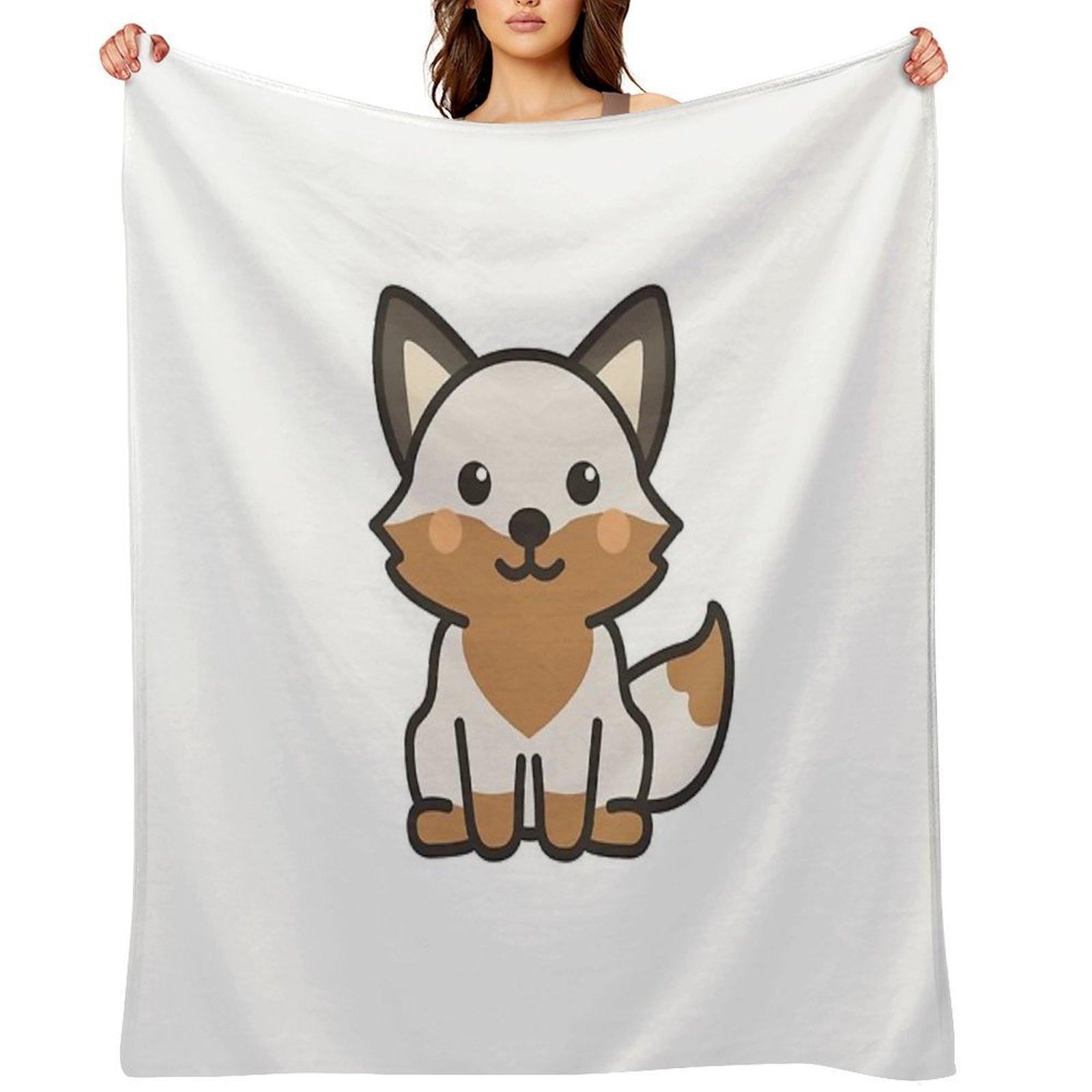 Luna The Grey Fox Throw Blanket