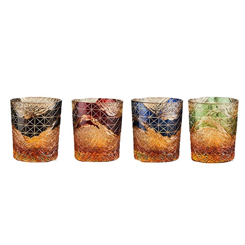 Edo Kiriko Japanese Handmade Cut Glass Cup – Single or Set of 4