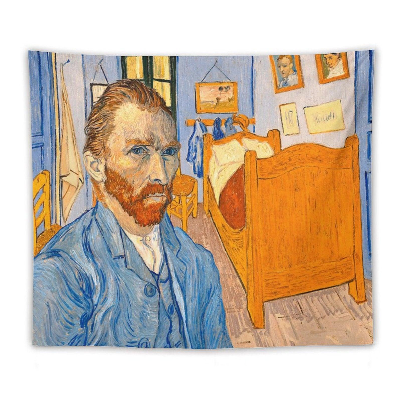 Van Gogh in Front of The Bedroom in Arles Tapestry