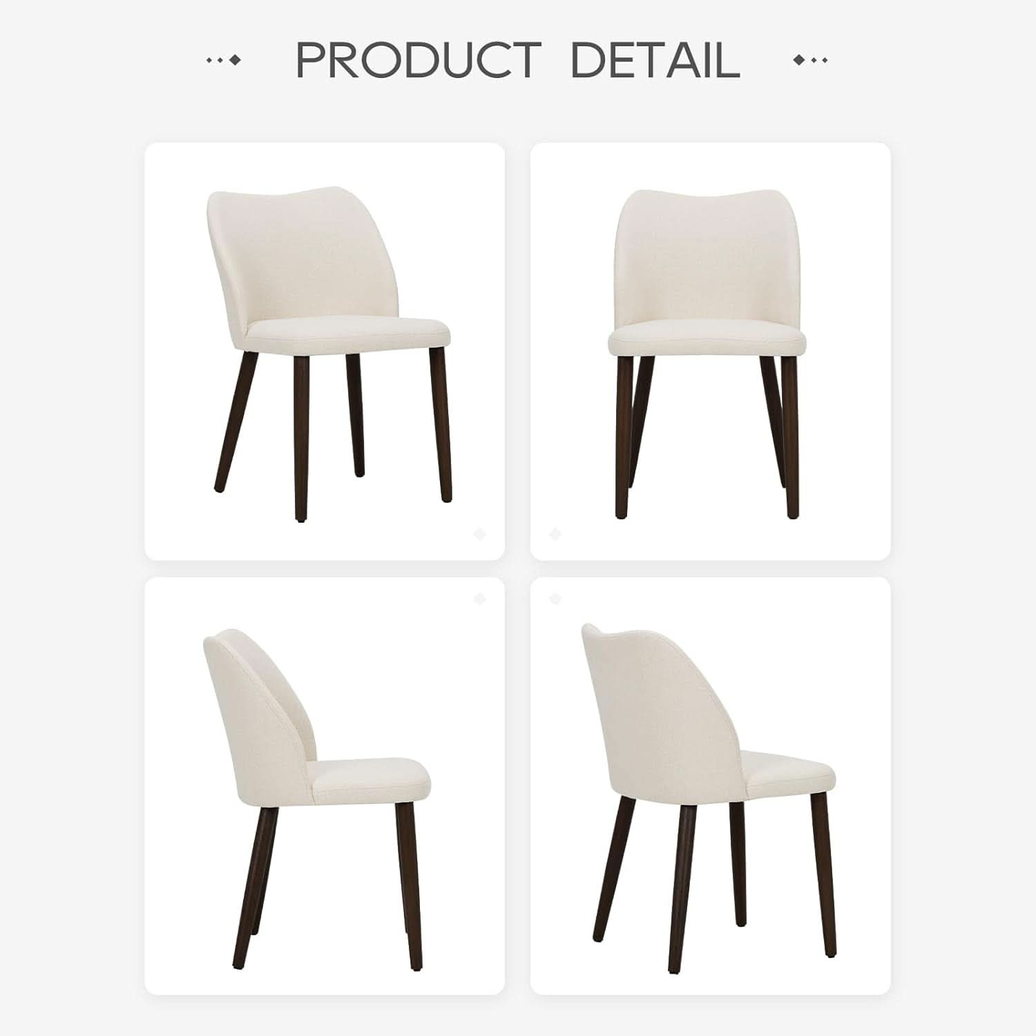 Beige Upholstered Dining Chairs With Wood Legs Set Of 6