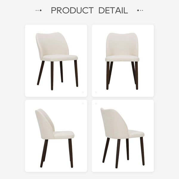 Beige Upholstered Dining Chairs With Wood Legs Set Of 6