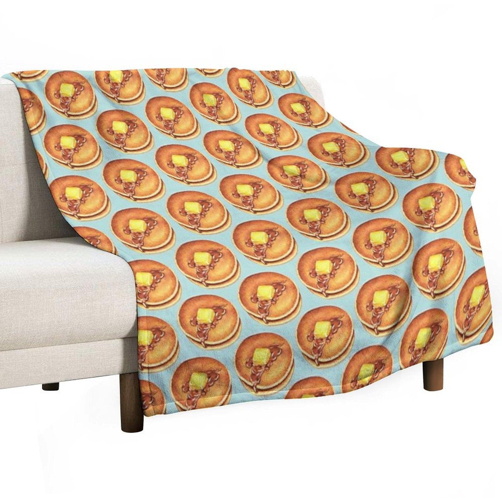 Pancakes Pattern - Blue Throw Blanket