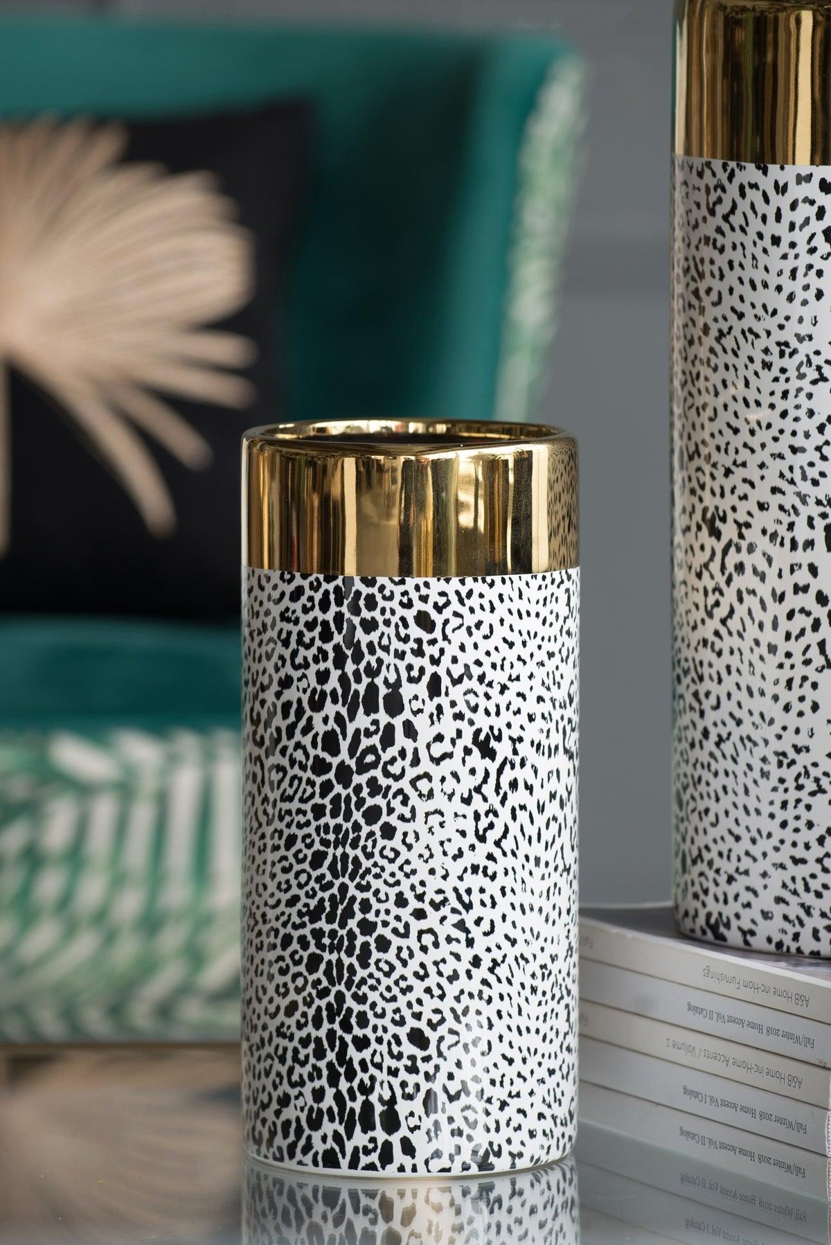 Matte Black& Gold Ceramic Vase