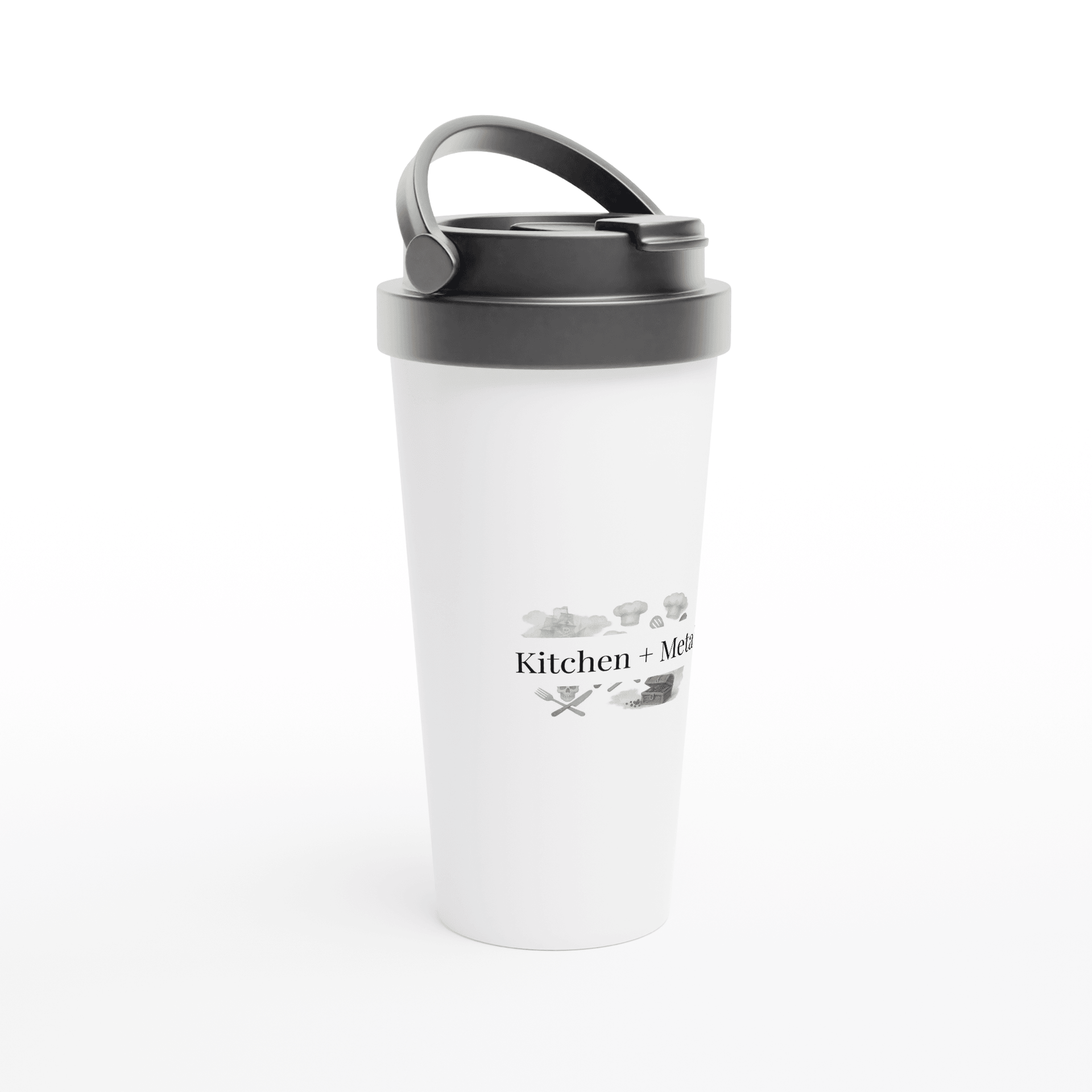 White 12oz Enamel Mug - White 15oz Stainless Steel Travel Mug | Coffee Mugs | Kitchen + Metal