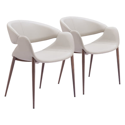 Limay Dining Chair (Set of 2) Beige & Walnut