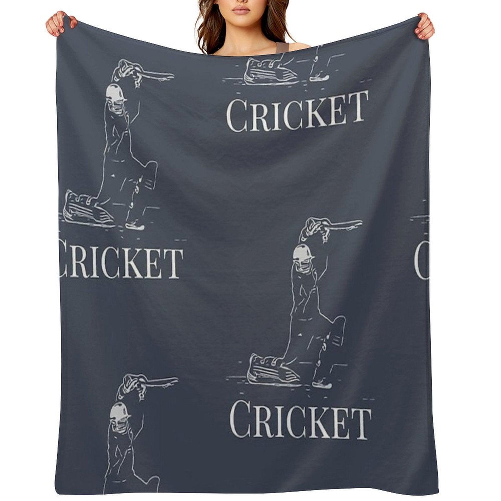 Cricket Batsman Cricketer Design Logo Style Throw Blanket