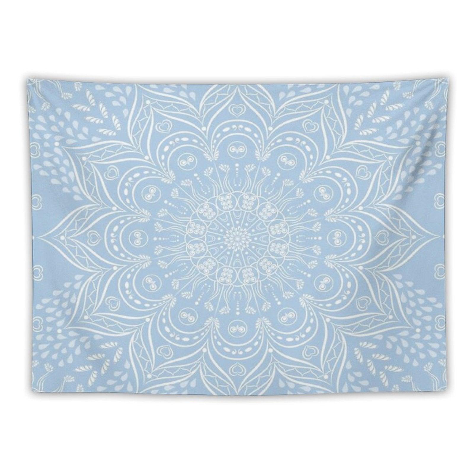 Baby Blue Mandala Pattern Tapestry
