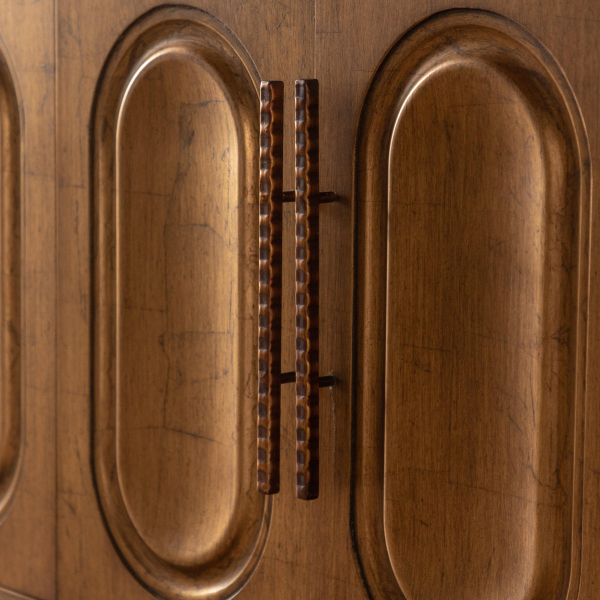 Antique Gold Sideboard Buffet Cabinet with Arched Doors