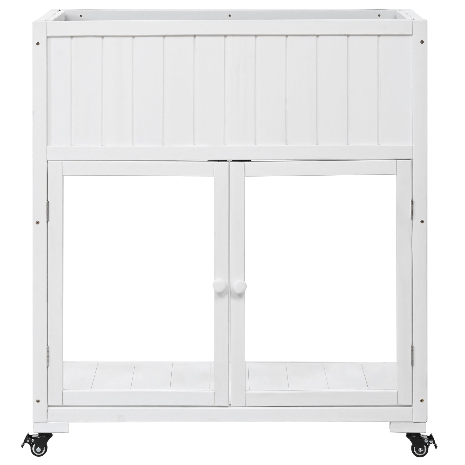 Patio 35.4''x17.7''x37.4'' Mini Wood Cold Frame, Compact 2 Doors Garden Greenhouse with Wheels, Raised Bed with Liner for Indoor Outdoor Use, White
