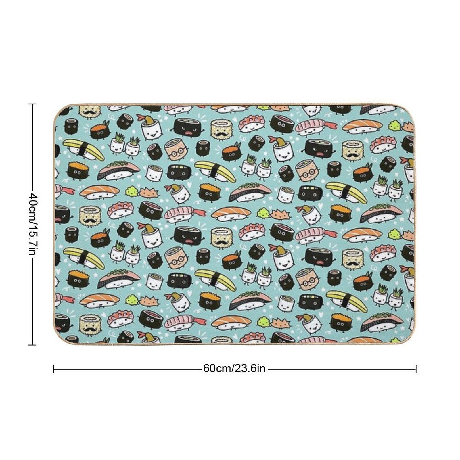 Cute Sushi Pattern  Kawaii Sushi Characters Bath Mat