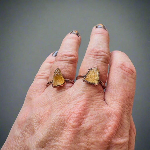 Raw Citrine Copper Ring - Radiant Abundance for Joy | By Blackbird & Sage