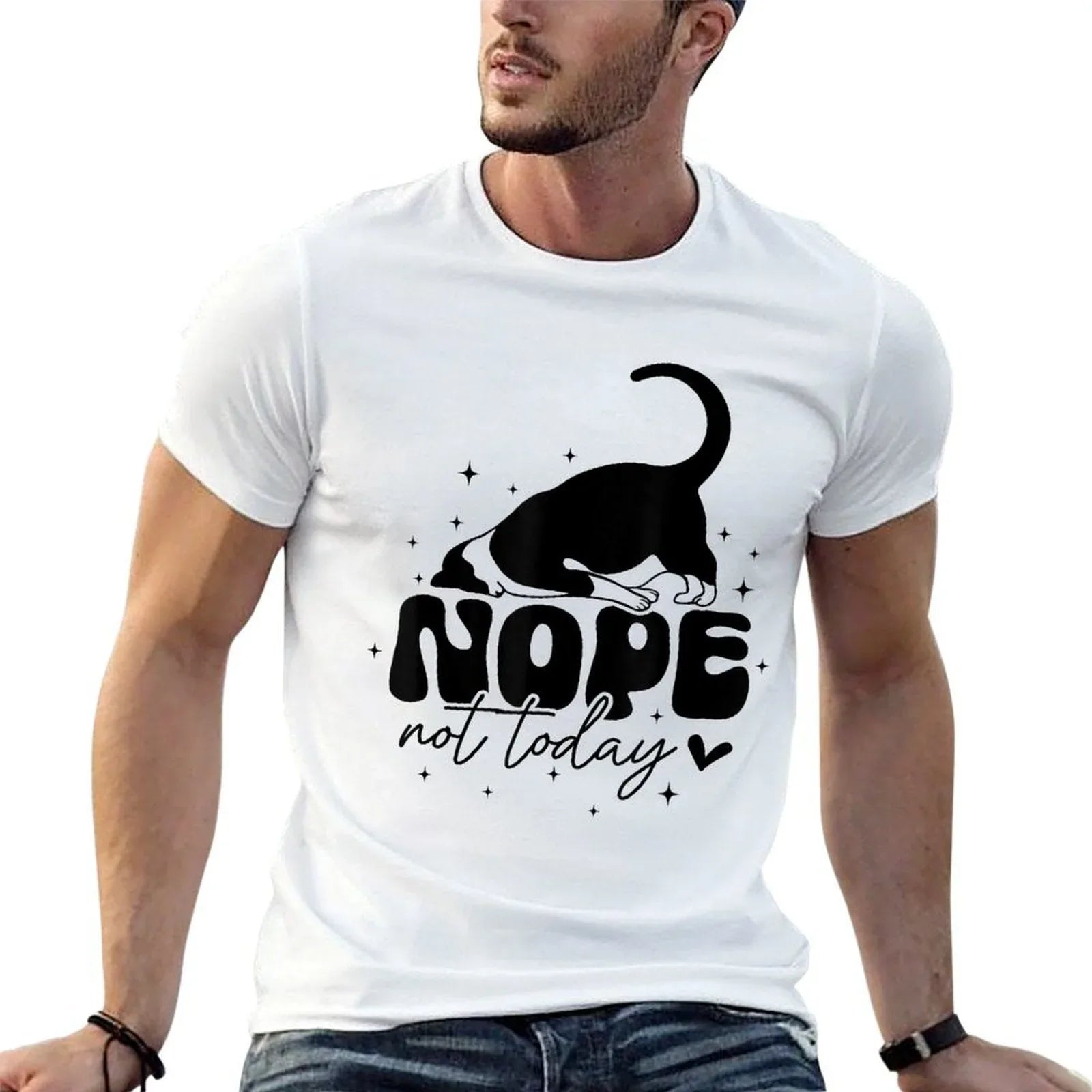 Nope Not Today  Ribbed Collar T-Shirt