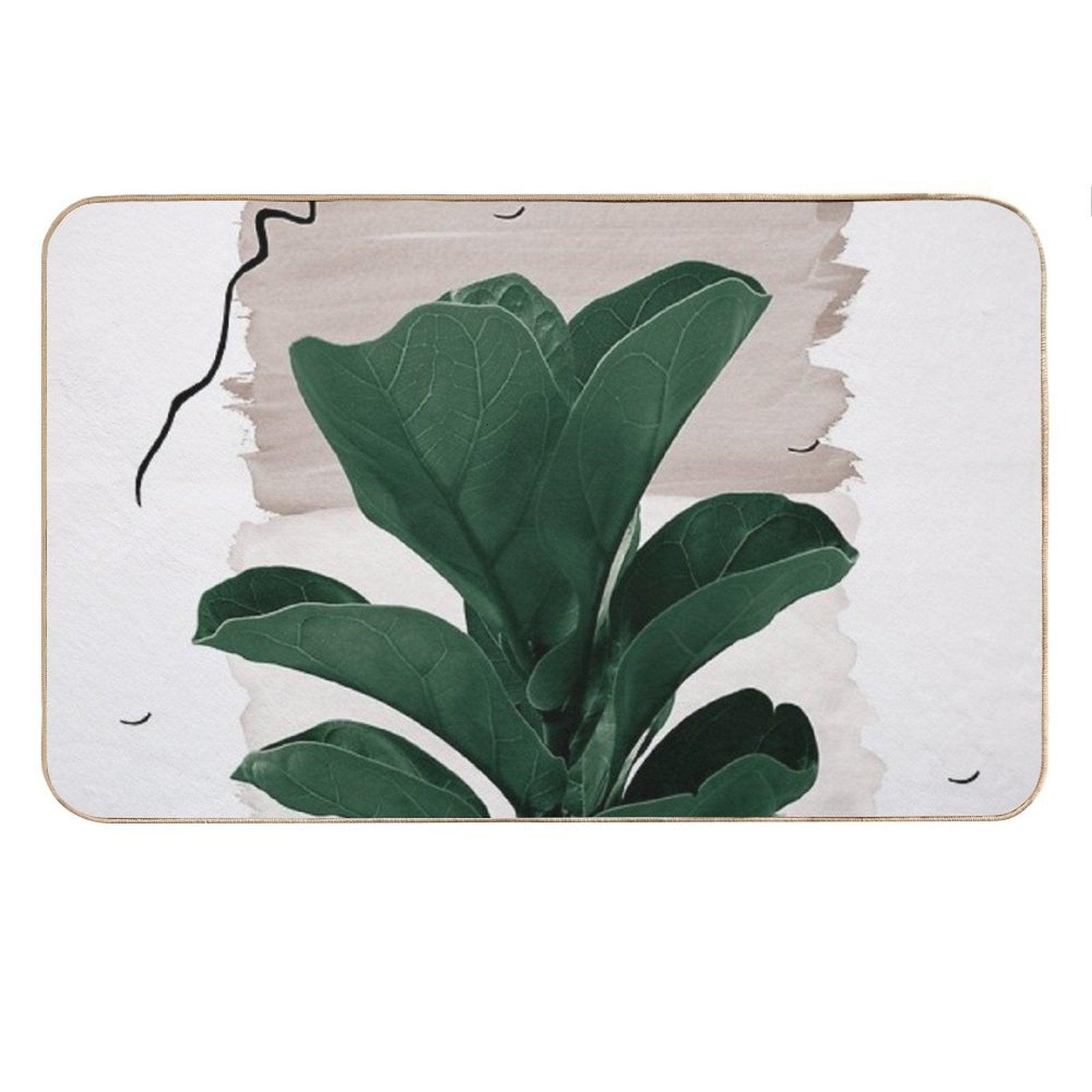 Fiddle Leaf Abstract - Naturelle #1 #minimal #wall #decor #art Bath Mat