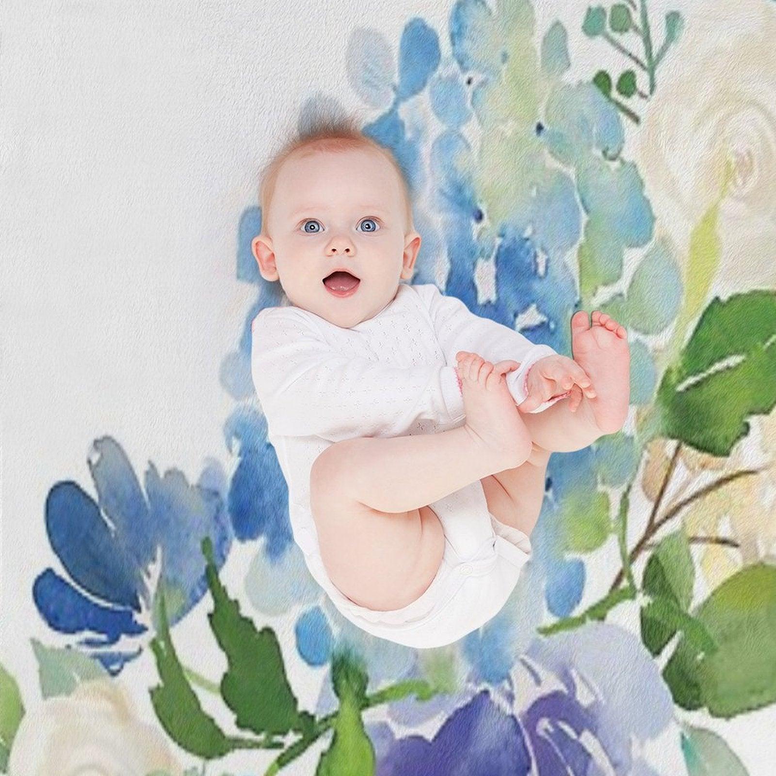 Blue Watercolor Hydrangea Throw Blanket
