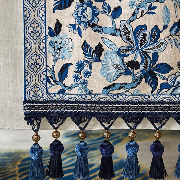 The Indigo Current: Modern Blue & White Table Runner