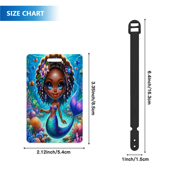 Custom African American Girl Little Mermaid Luggage Cover & Luggage Tag, Luggage Set