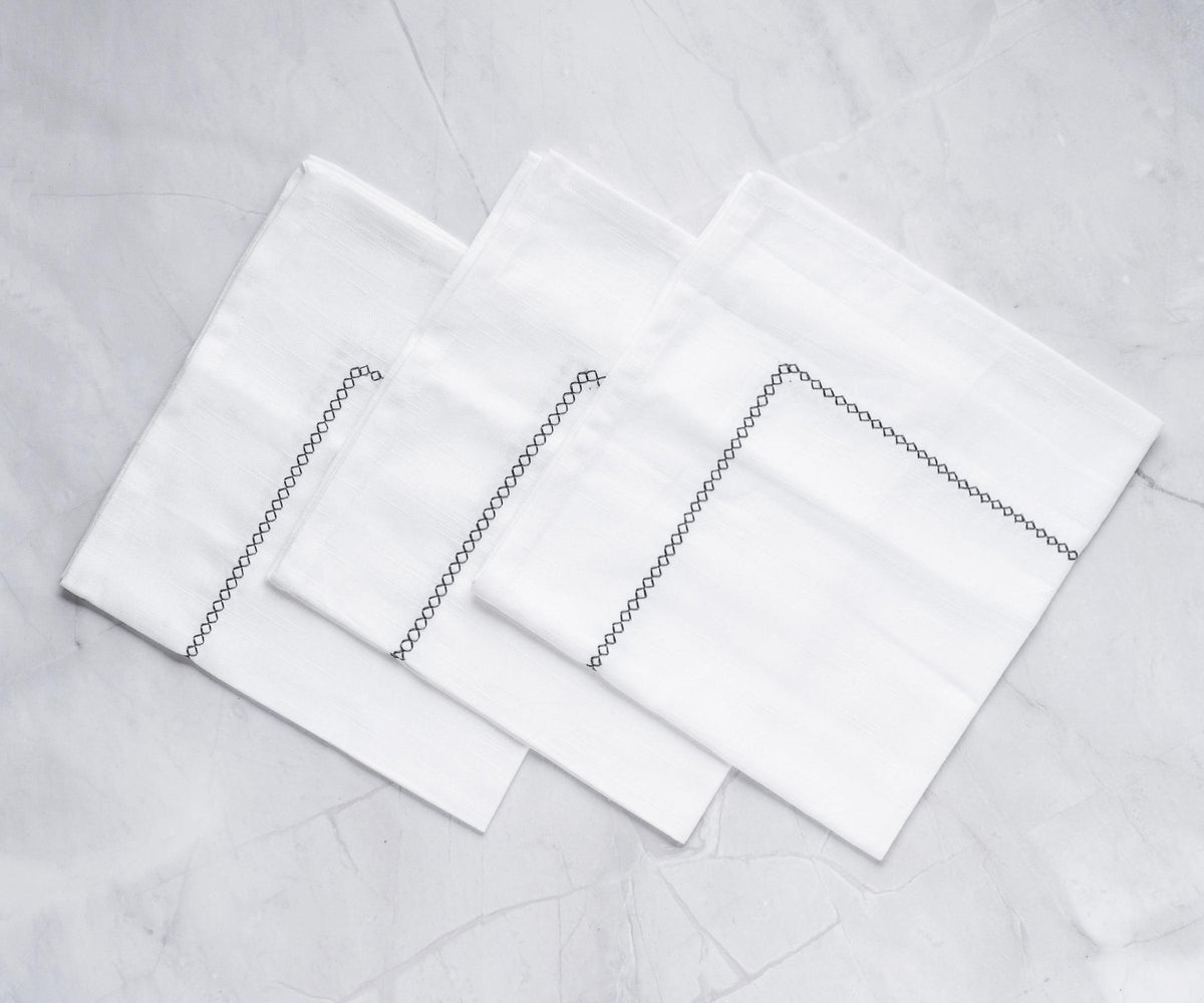 Gray Embroidery Napkins - Line Design