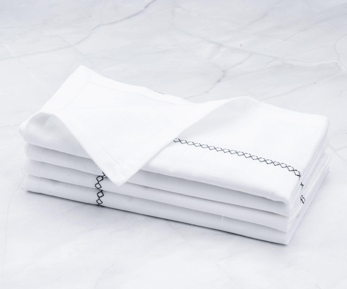 Gray Embroidery Napkins - Line Design