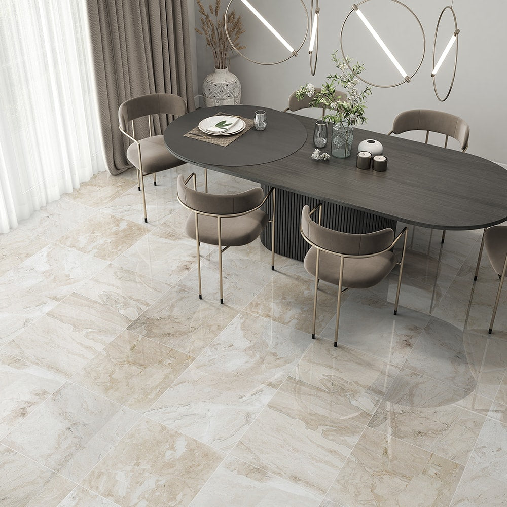 Diana Royal Beige Marble Polished Floor and Wall Tile-Large Format - Livfloors Collection
