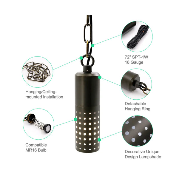 Die-Cast Brass Hollowed Out Hanging Light Modern with 1 Meter Chain