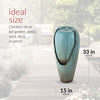 33 in. Tall Water Jar Fountain with LED Light, Turquoise