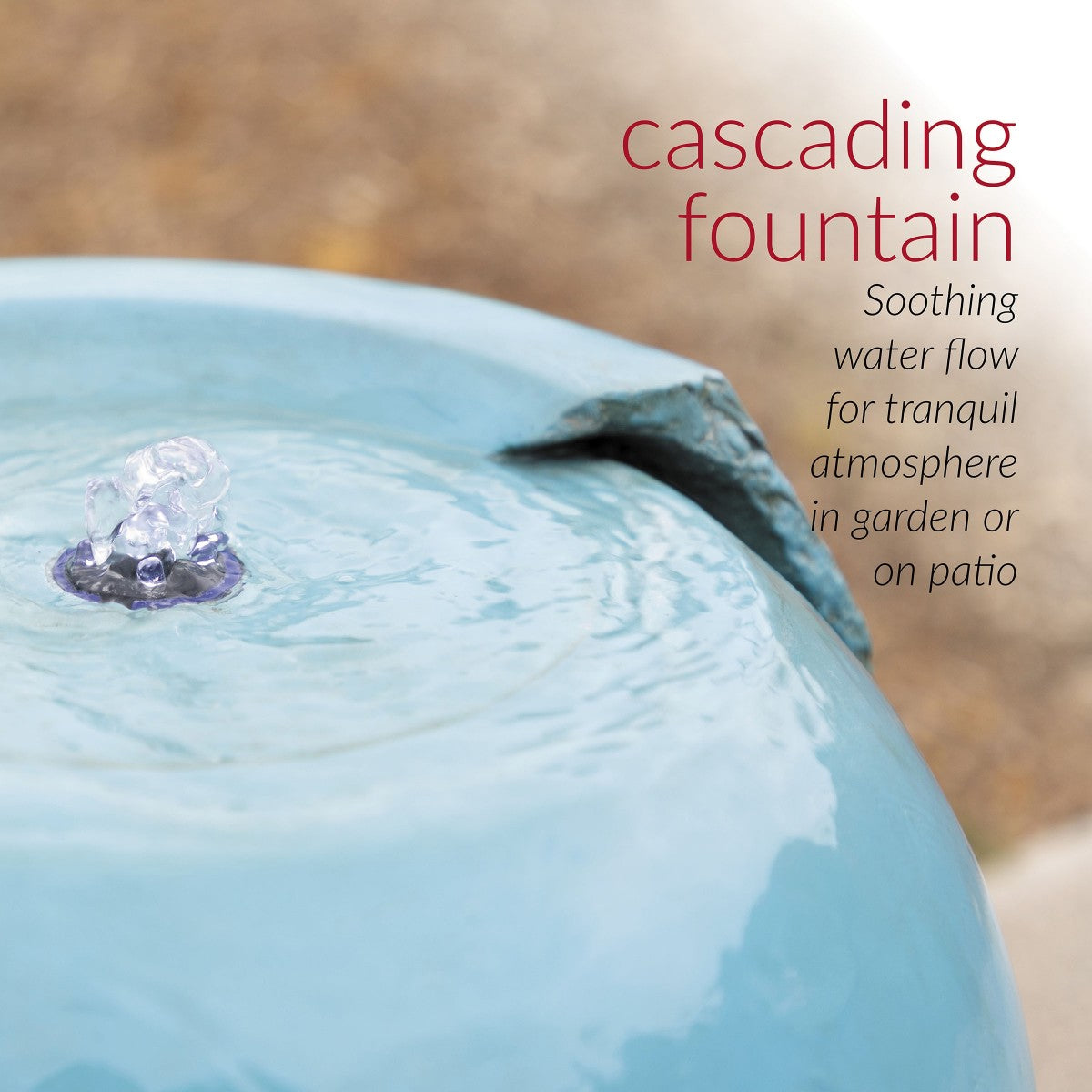 33 in. Tall Water Jar Fountain with LED Light, Turquoise
