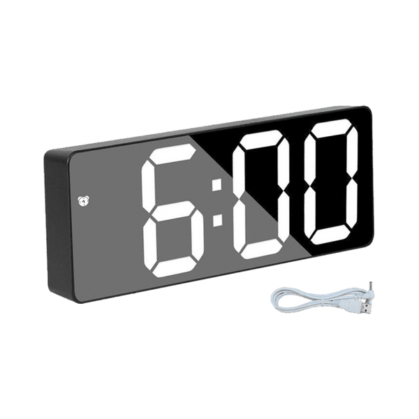 Digital Alarm Clock LED Digital Display Dual Alarm with USB Charger Port 0-100 Dimmer for Seniors Simple Bedside Big Number Alarm Clocks for Bedrooms LED Mirror Electronic Alarm Clocks Large LCD Display Digital Table Clock with Calendar Temperature