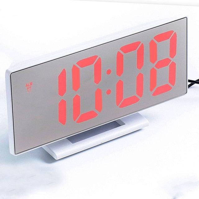 Digital Alarm Clock LED Digital Display Dual Alarm with USB Charger Port 0-100 Dimmer for Seniors Simple Bedside Big Number Alarm Clocks for Bedrooms LED Mirror Electronic Alarm Clocks Large LCD Display Digital Table Clock with Calendar Temperature