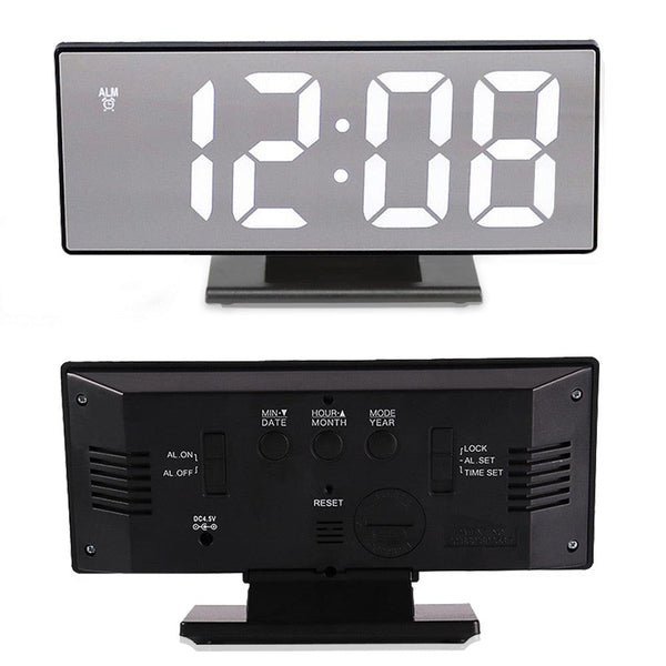 Digital Alarm Clock LED Digital Display Dual Alarm with USB Charger Port 0-100 Dimmer for Seniors Simple Bedside Big Number Alarm Clocks for Bedrooms LED Mirror Electronic Alarm Clocks Large LCD Display Digital Table Clock with Calendar Temperature