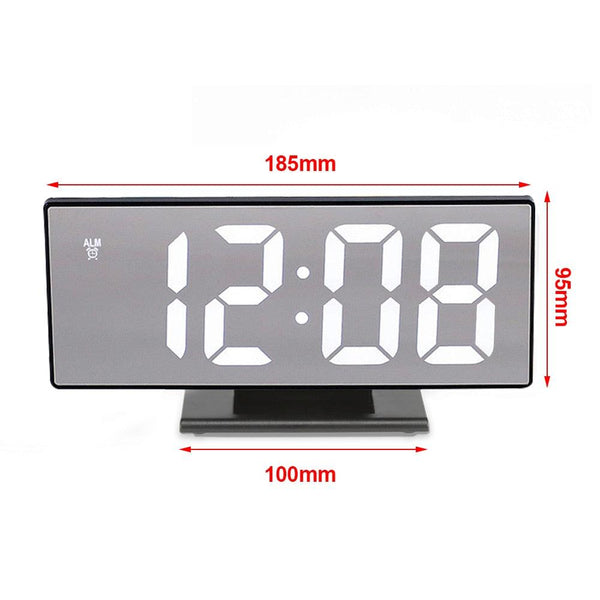 Digital Alarm Clock LED Digital Display Dual Alarm with USB Charger Port 0-100 Dimmer for Seniors Simple Bedside Big Number Alarm Clocks for Bedrooms LED Mirror Electronic Alarm Clocks Large LCD Display Digital Table Clock with Calendar Temperature