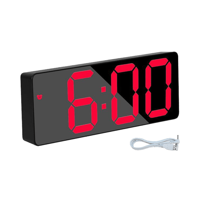 Digital Alarm Clock LED Digital Display Dual Alarm with USB Charger Port 0-100 Dimmer for Seniors Simple Bedside Big Number Alarm Clocks for Bedrooms LED Mirror Electronic Alarm Clocks Large LCD Display Digital Table Clock with Calendar Temperature