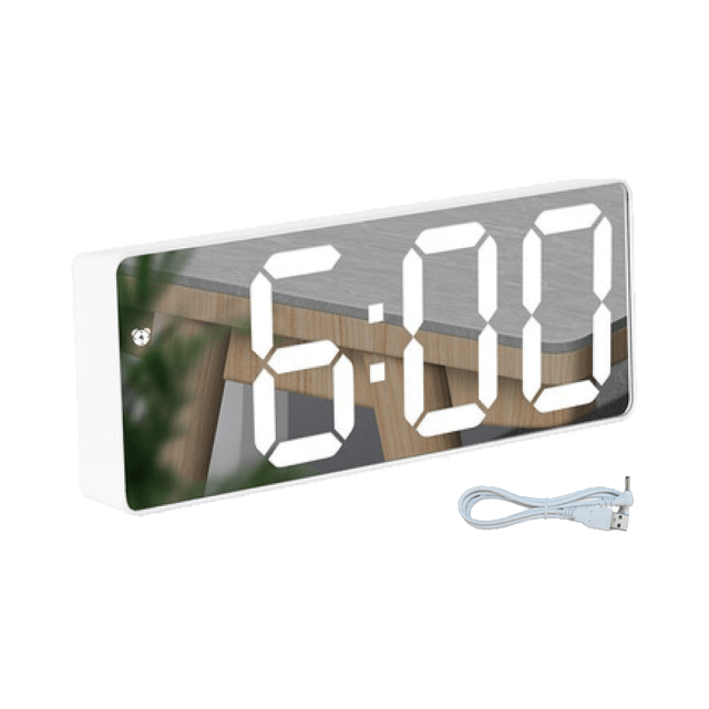 Digital Alarm Clock LED Digital Display Dual Alarm with USB Charger Port 0-100 Dimmer for Seniors Simple Bedside Big Number Alarm Clocks for Bedrooms LED Mirror Electronic Alarm Clocks Large LCD Display Digital Table Clock with Calendar Temperature