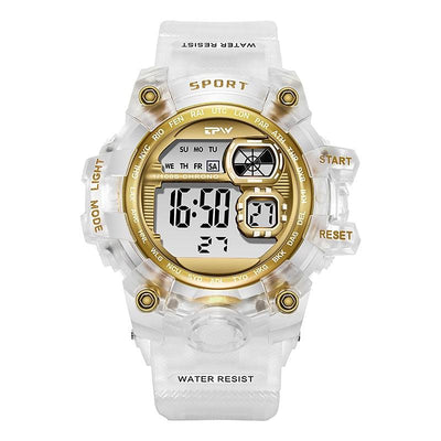 Digital Watches For Women School Girl Student  Transparent Color Water Resistent Silicone Strap Stopwatch Alarm Countdown Dual Time Ultra Super Wide-Angle Display Digital Wrist Watches For Men Women