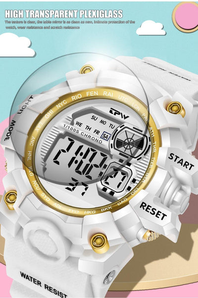 Digital Watches For Women School Girl Student  Transparent Color Water Resistent Silicone Strap Stopwatch Alarm Countdown Dual Time Ultra Super Wide-Angle Display Digital Wrist Watches For Men Women