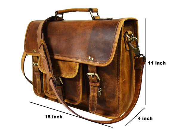 Fresno Leather Portfolio Bag - Caramel Brown. - Gifts for You 'n Me