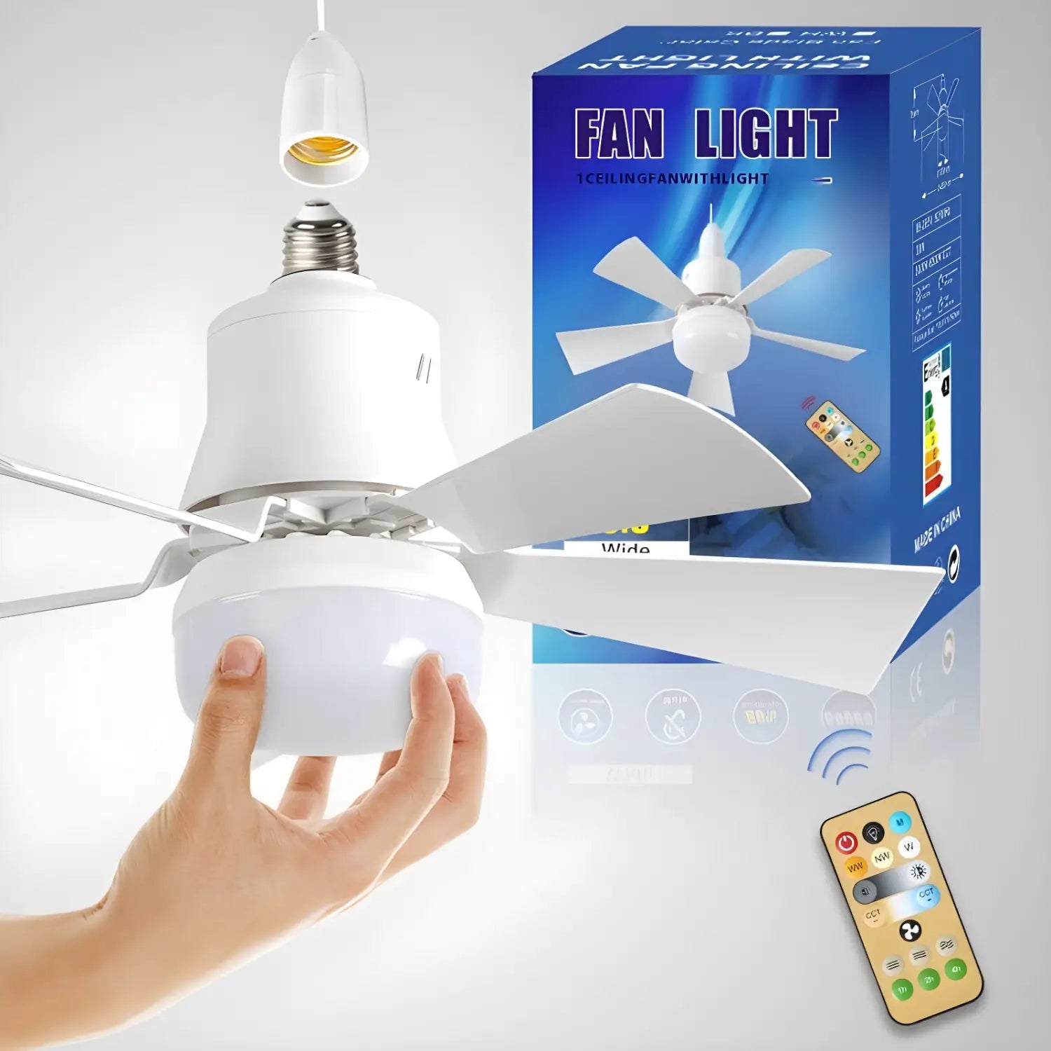 Dimmable Remote Control Ceiling Fan Light for Home & Dormitory