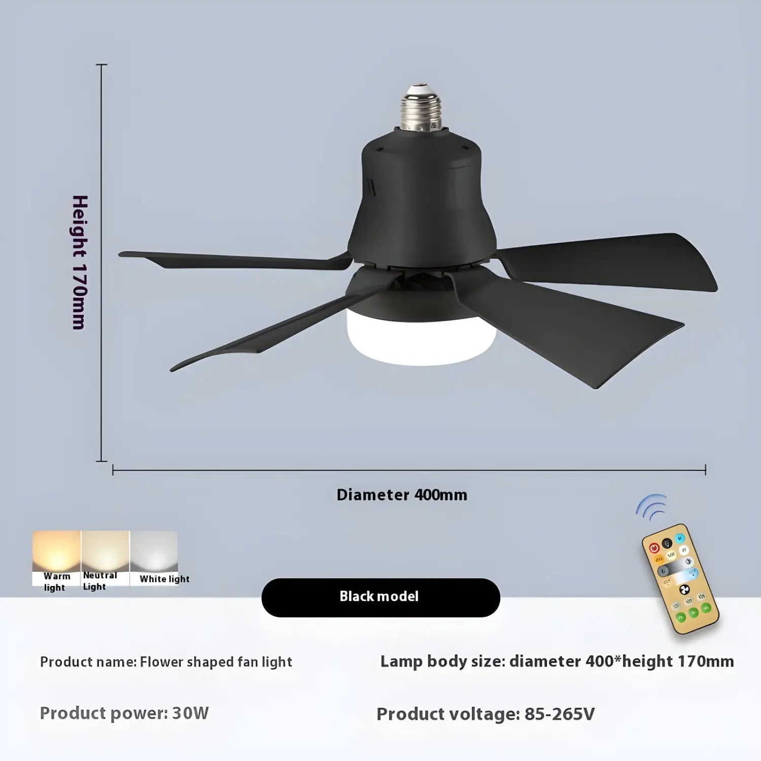 Dimmable Remote Control Ceiling Fan Light for Home & Dormitory