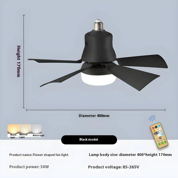 Dimmable Remote Control Ceiling Fan Light for Home & Dormitory