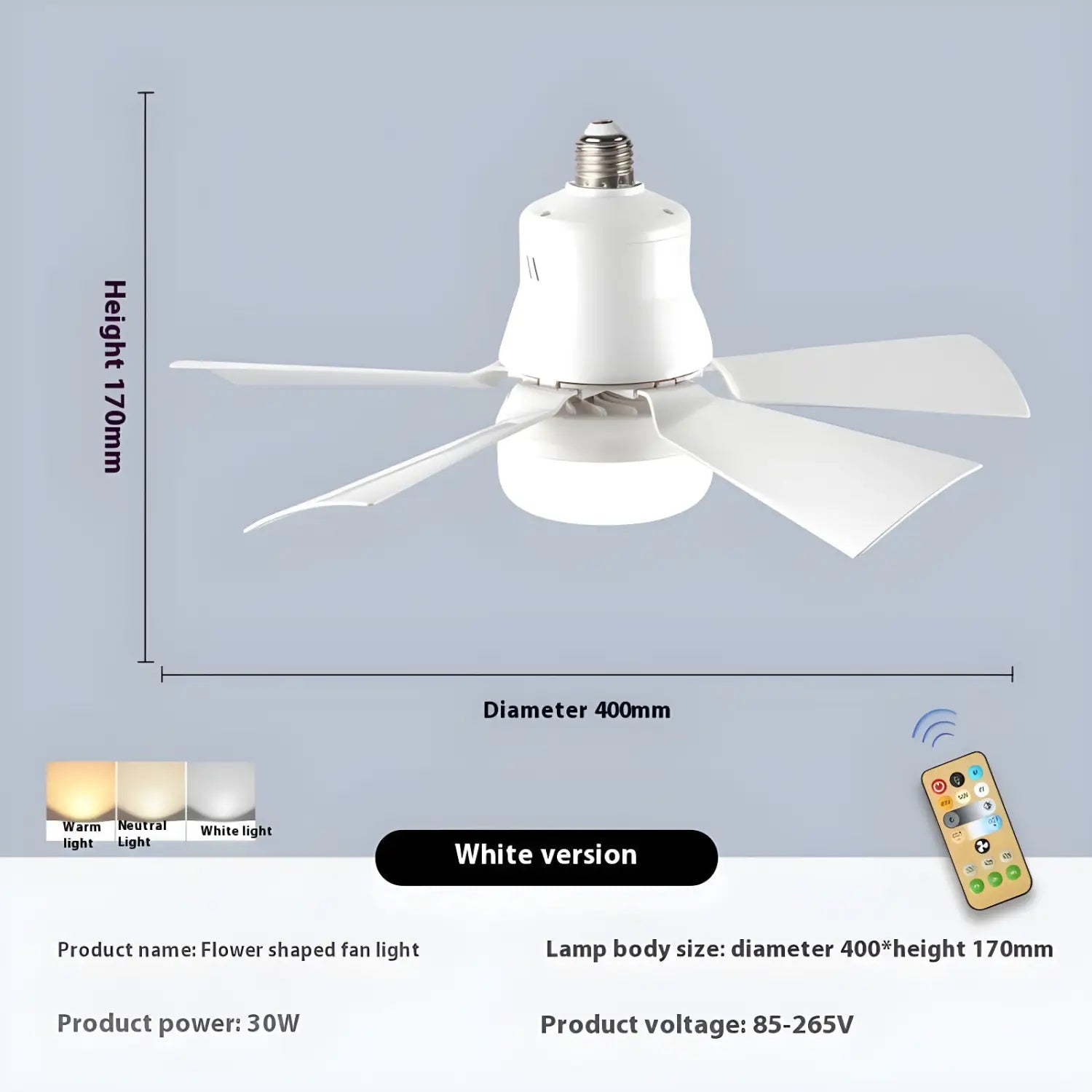 Dimmable Remote Control Ceiling Fan Light for Home & Dormitory