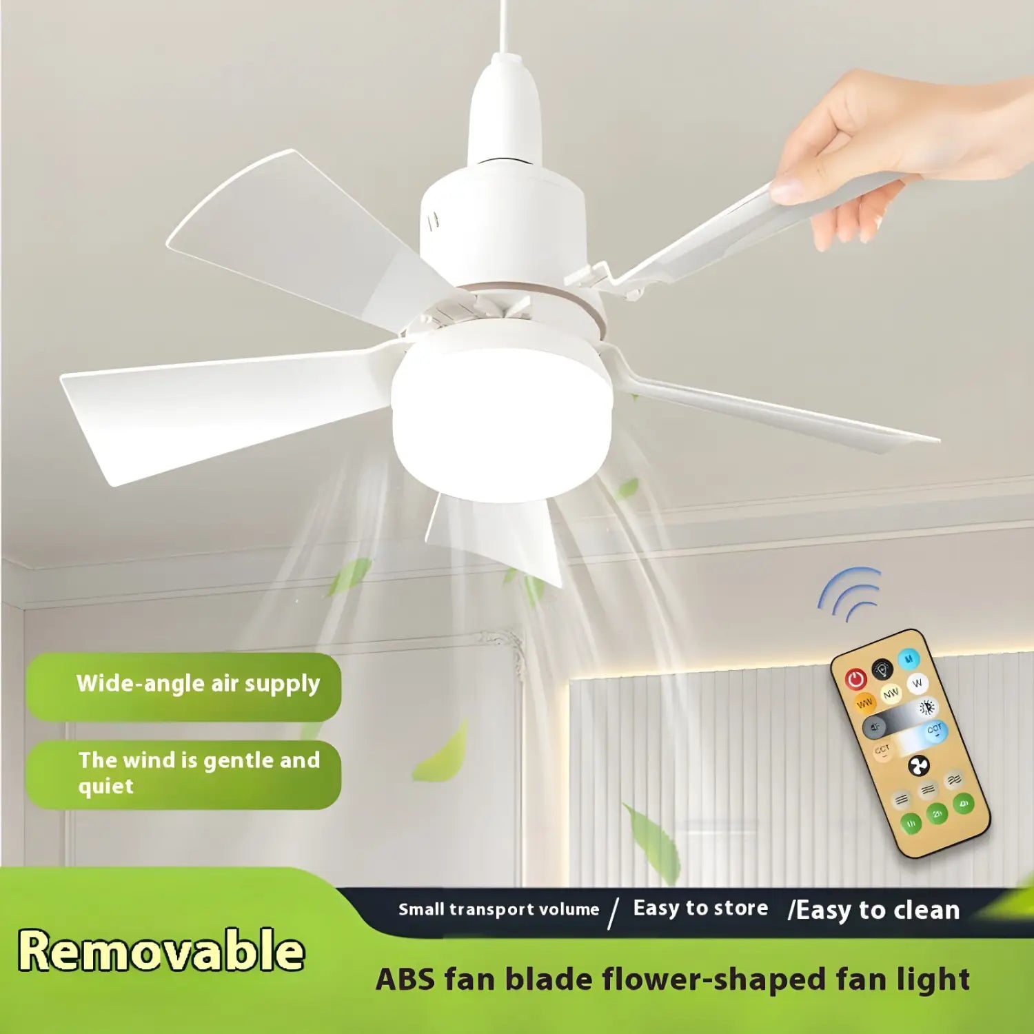Dimmable Remote Control Ceiling Fan Light for Home & Dormitory
